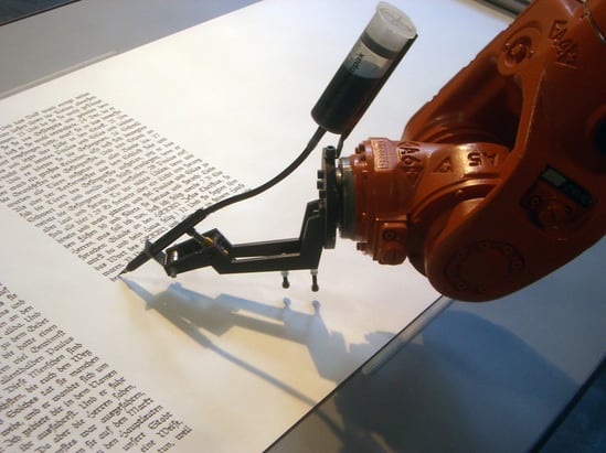 Not like this robot writing the bible, but its a great image